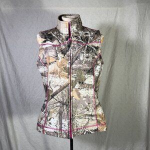 Roper Womens Camo Print Vest With Pink Accents Sz XL Full Zip Closure